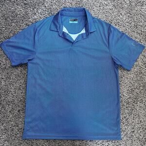 PGA Tour Polo Golf Shirt, Blue Diamond Pattern, Size M